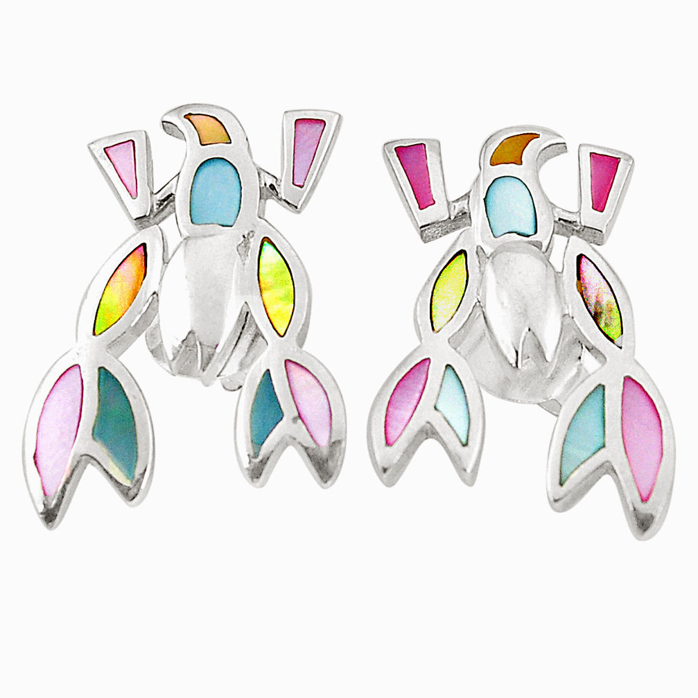 Multi color blister pearl enamel 925 silver scorpion earrings a75873 c14289