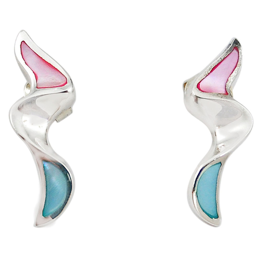 Multi color blister pearl enamel 925 sterling silver earrings a69662 c14370