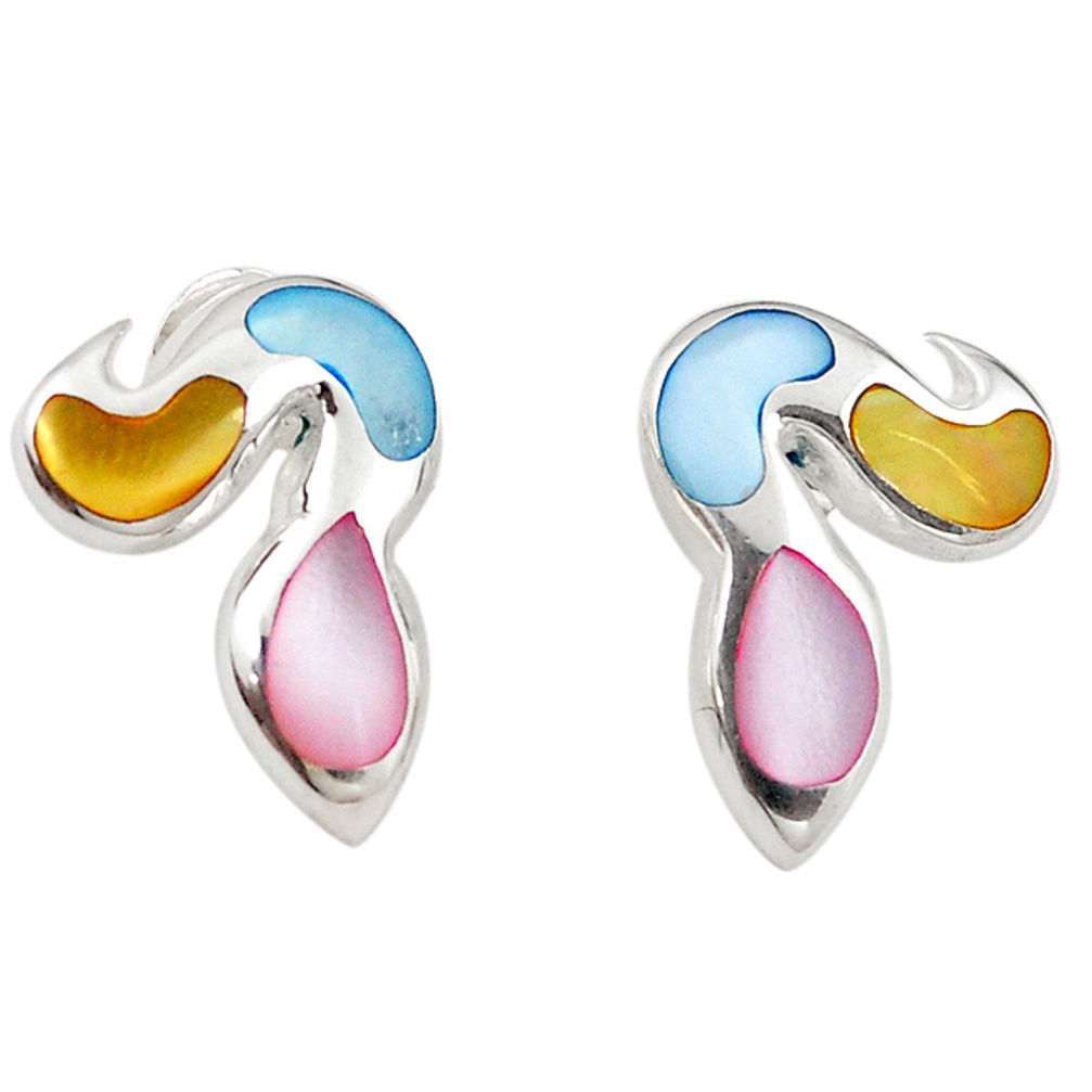 Multi color blister pearl enamel 925 sterling silver earrings a69663 c14369