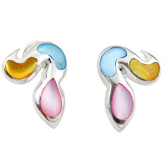 Multi color blister pearl enamel 925 sterling silver earrings a69663 c14369