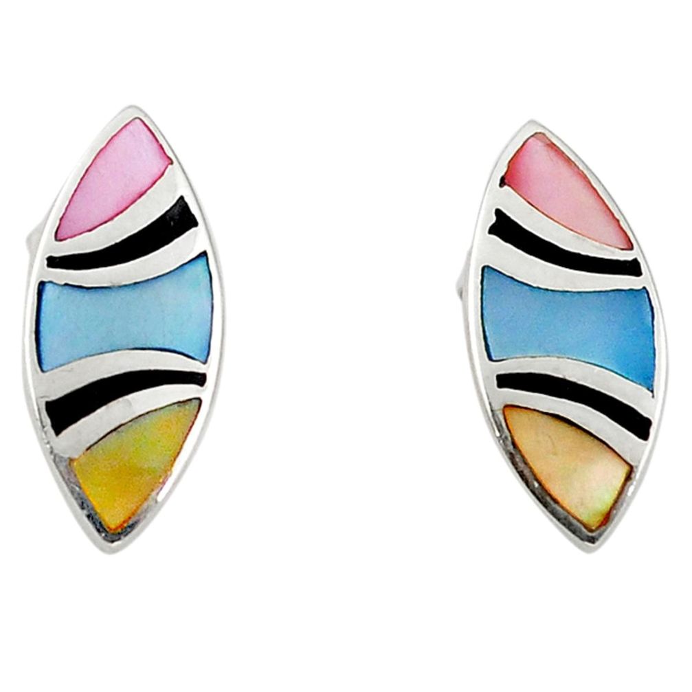 Multi color blister pearl enamel 925 sterling silver earrings a69671 c14376