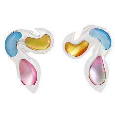Multi color blister pearl enamel 925 sterling silver earrings a75913 c14371