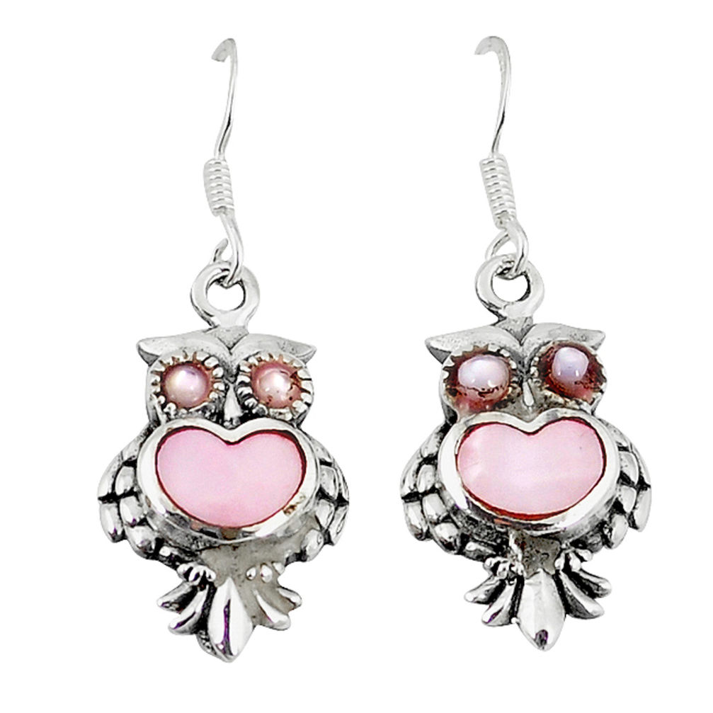 Multi color blister pearl enamel 925 sterling silver owl earrings a55570 c14352