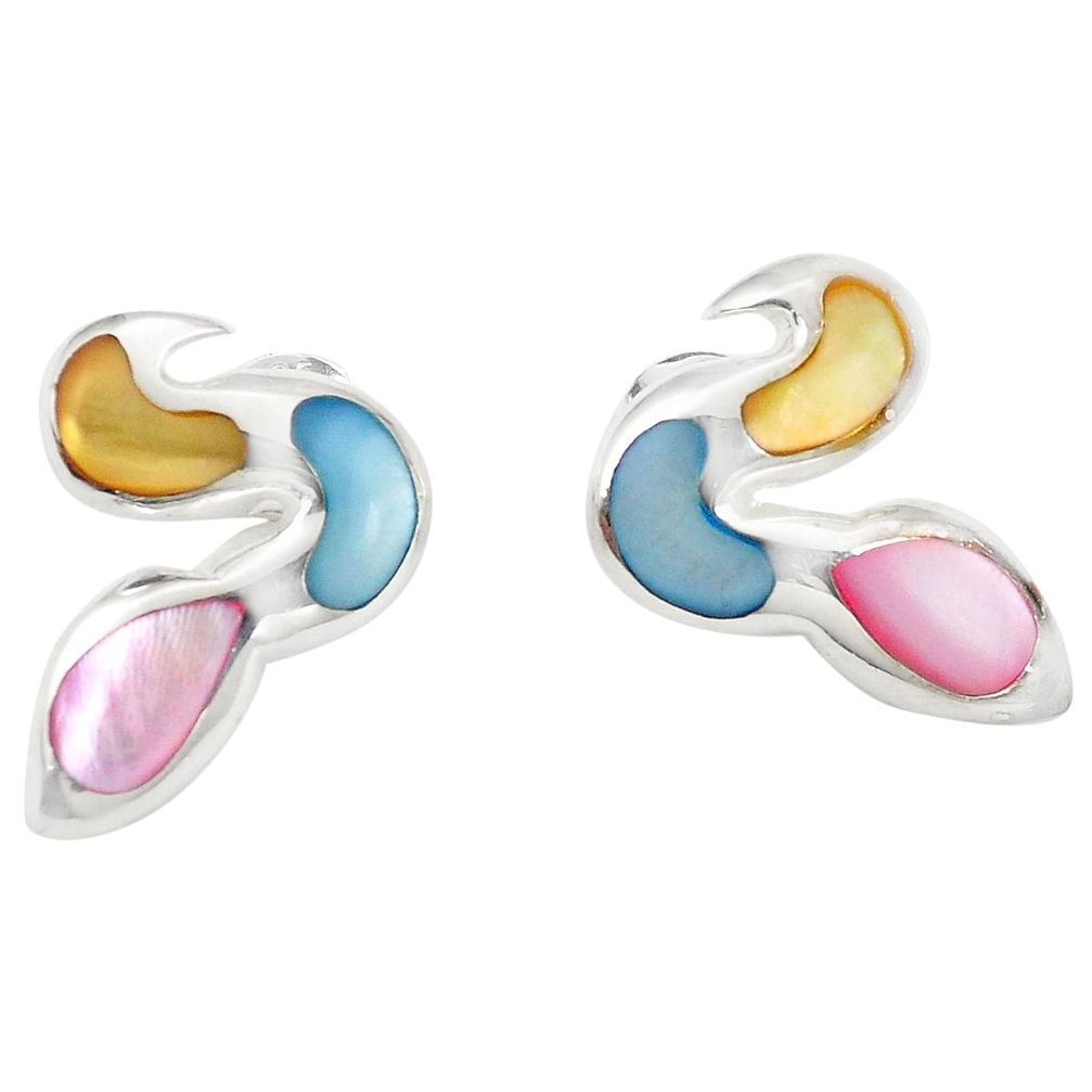 Multi color blister pearl enamel 925 sterling silver stud earrings a75852 c14361