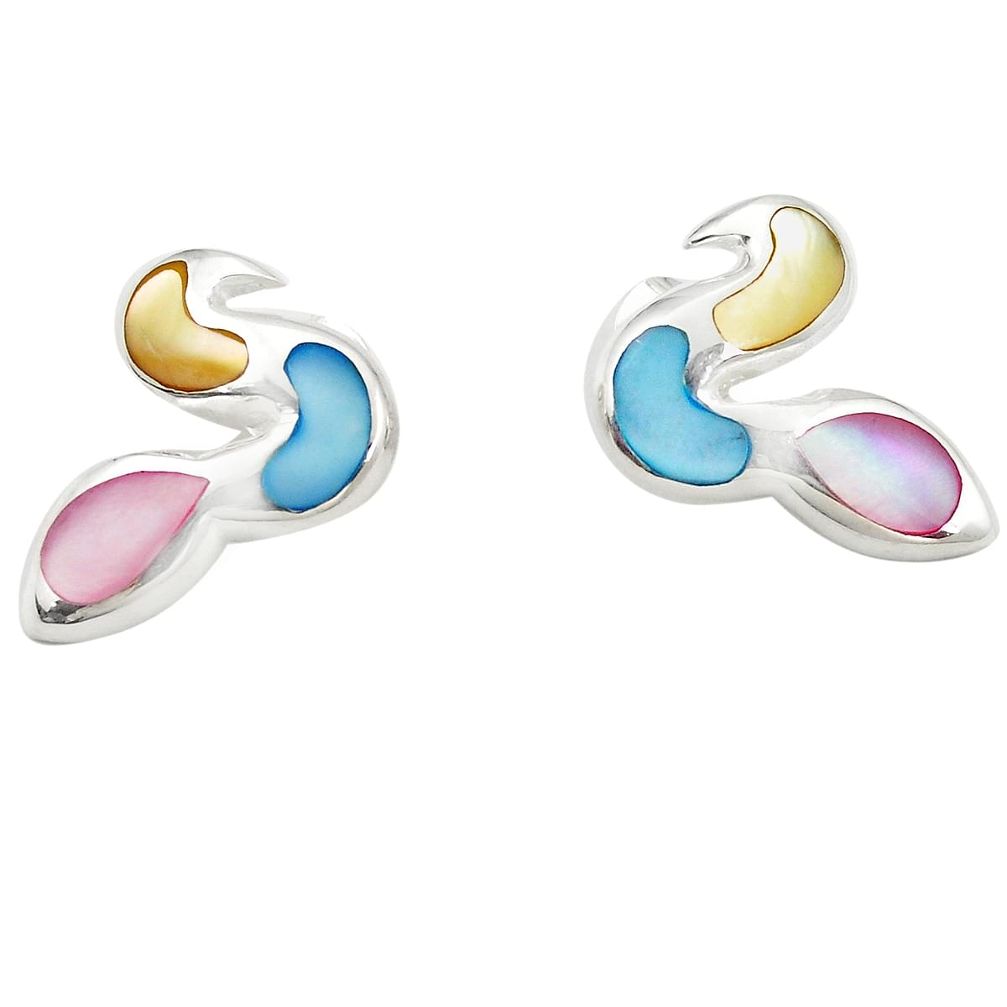 Multi color blister pearl enamel 925 sterling silver stud earrings a75853 c14368