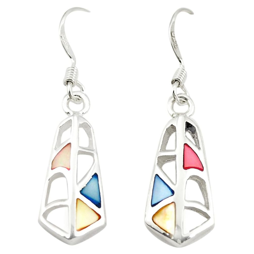 Multi color blister pearl enamel 925 sterling silver dangle earrings a75899 c14259