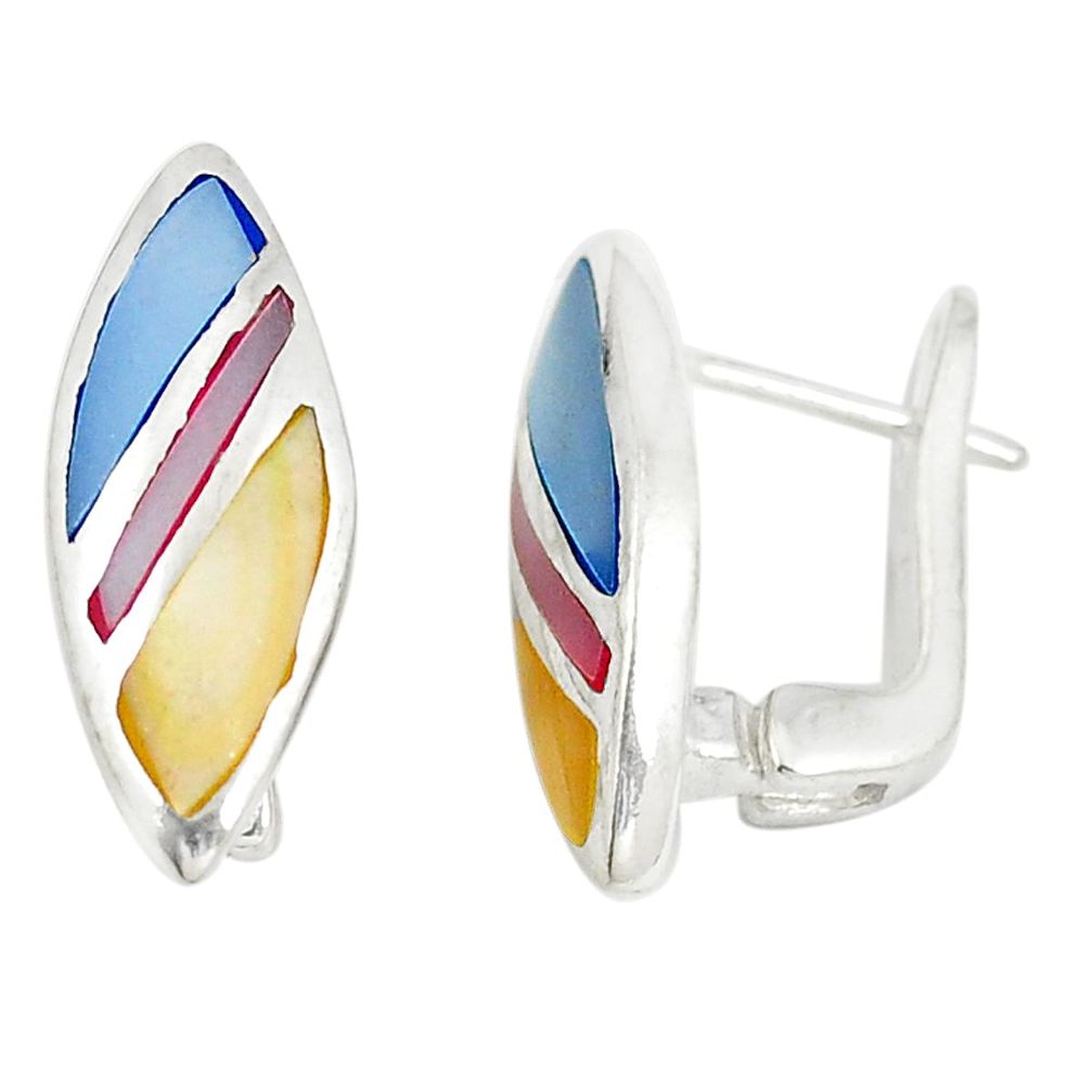 Multi color blister pearl enamel 925 sterling silver stud earrings a77462 c14221