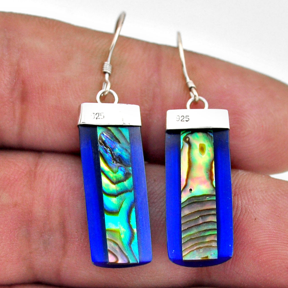 5.85cts multi color dichroic glass 925 sterling silver dangle earrings n47064