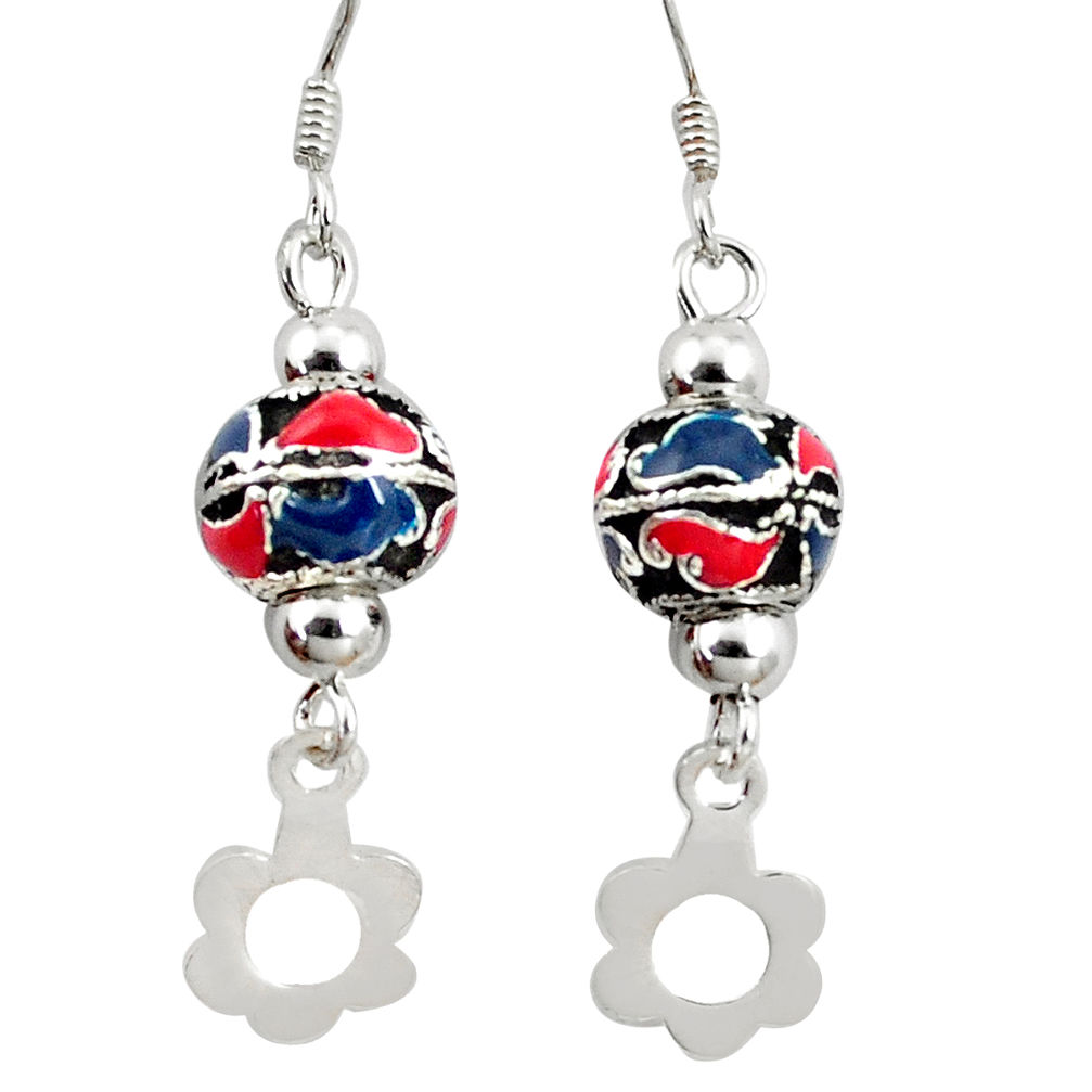 5.89gms multi color enamel 925 sterling silver dangle earrings a94615 c24994