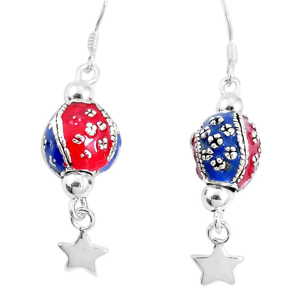 7.48gms multi color enamel 925 sterling silver dangle earrings jewelry c20221