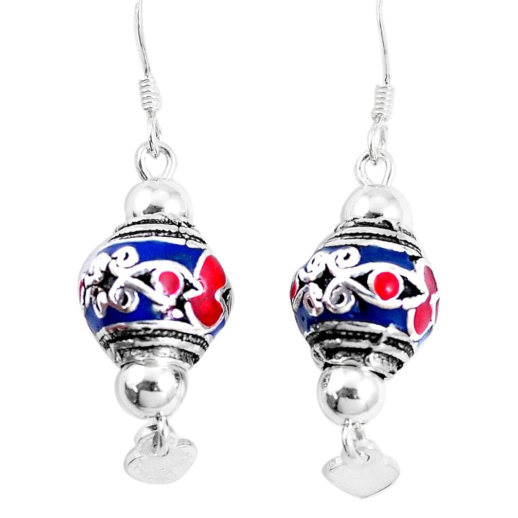 9.69gms multi color enamel 925 sterling silver dangle earrings jewelry c20223