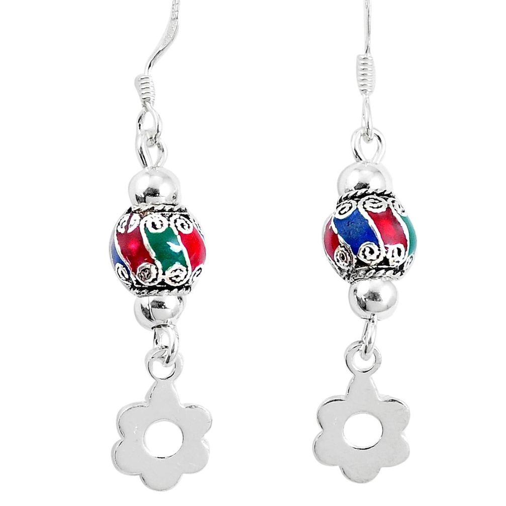 3.47gms multi color enamel 925 sterling silver dangle earrings jewelry c20225