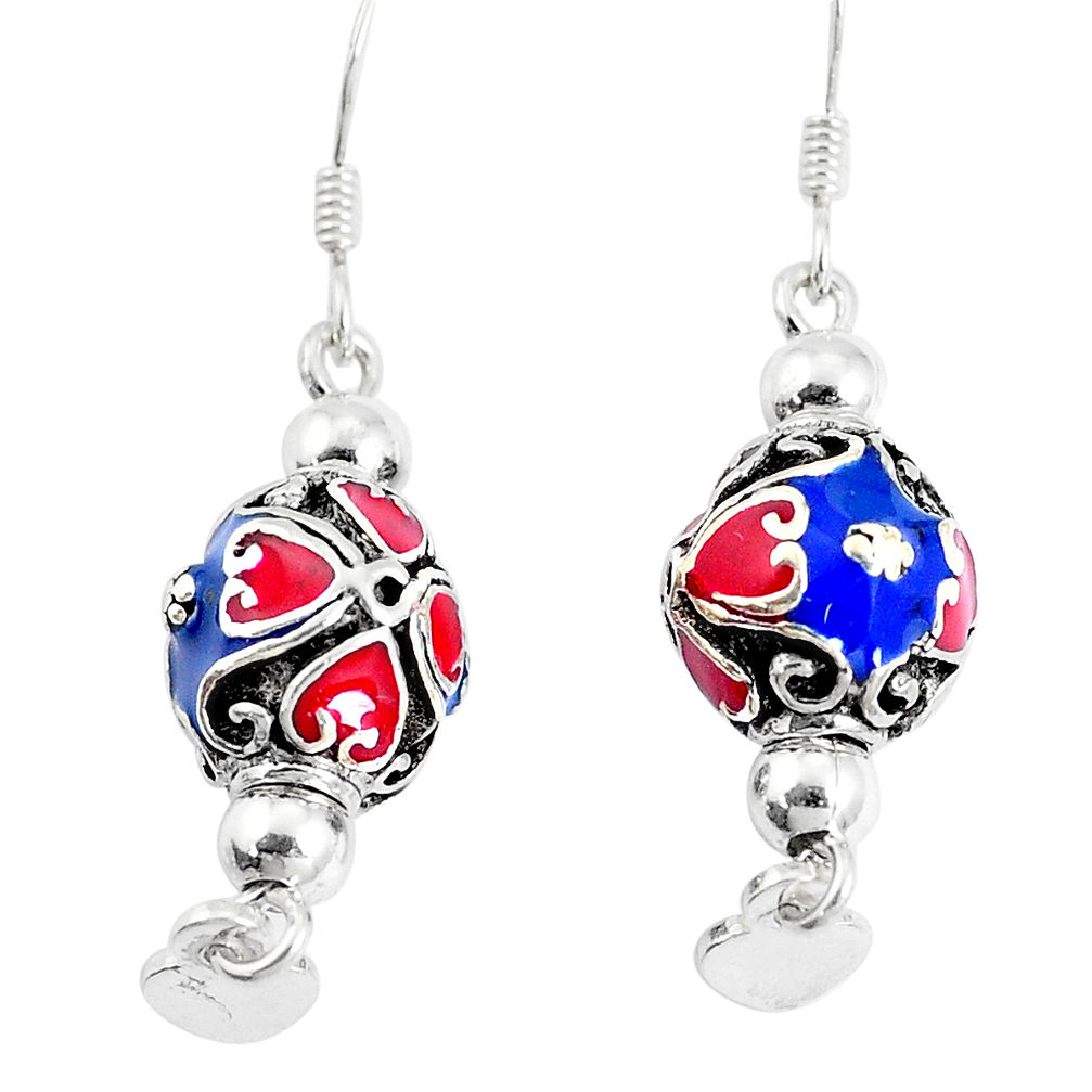 7.69gms multi color enamel 925 sterling silver dangle earrings jewelry c20230
