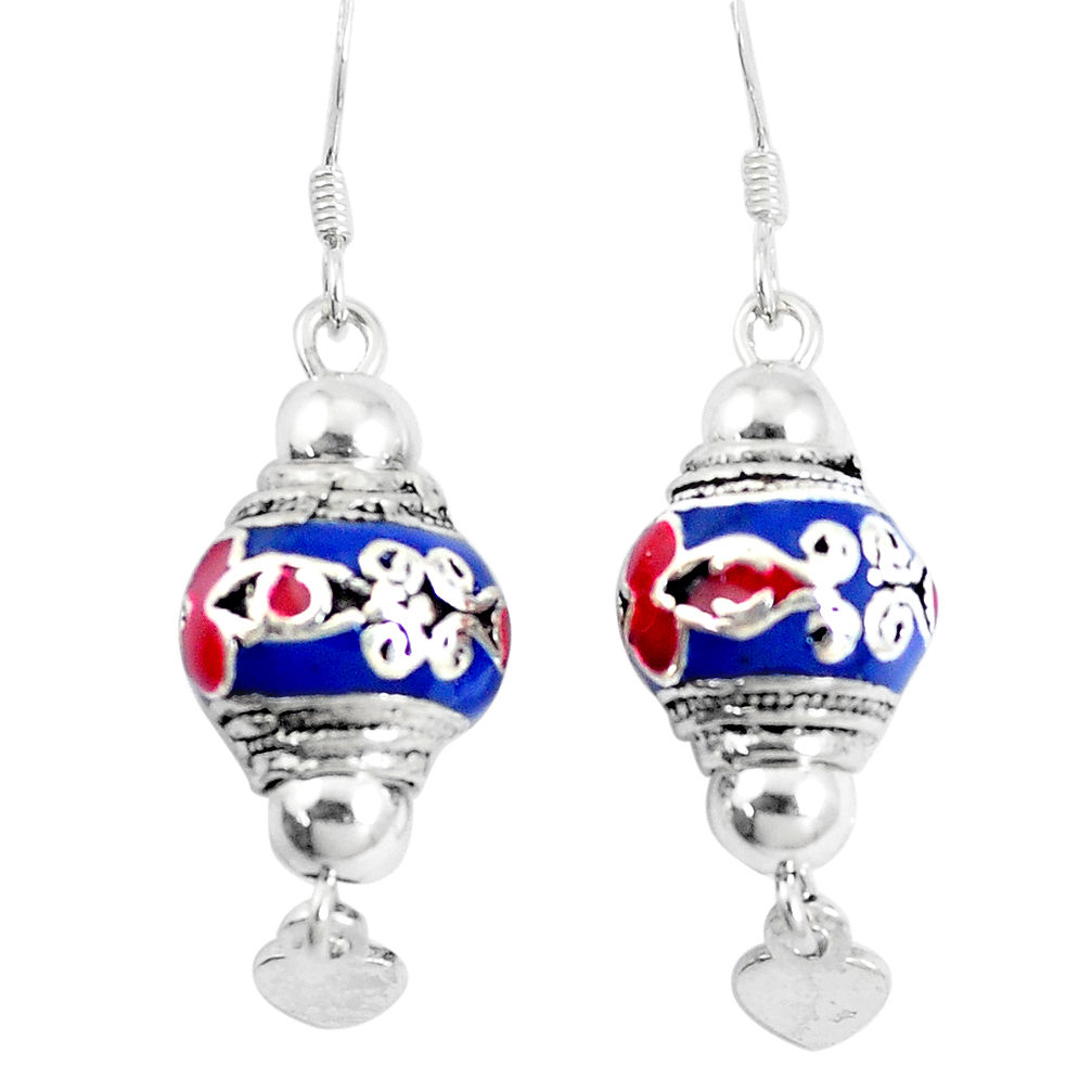 9.47gms multi color enamel 925 sterling silver dangle earrings jewelry c20232