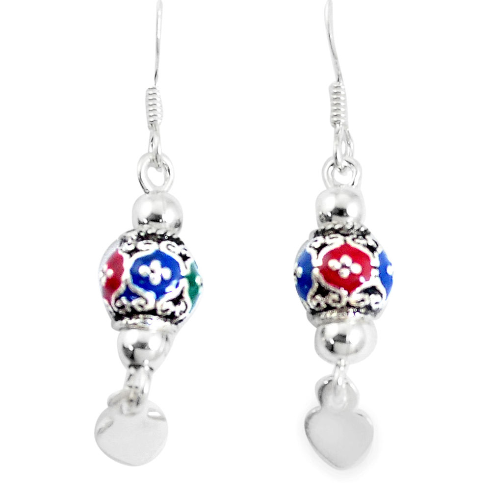 3.47gms multi color enamel 925 sterling silver earrings jewelry c20242