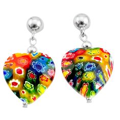 35.91cts multi color italian murano glass 925 silver dangle earrings c27129