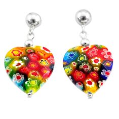 35.91cts multi color italian murano glass 925 silver dangle earrings c27130