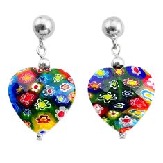 35.10cts multi color italian murano glass 925 silver dangle earrings c27389