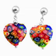 35.84cts multi color italian murano glass 925 silver dangle earrings c27696