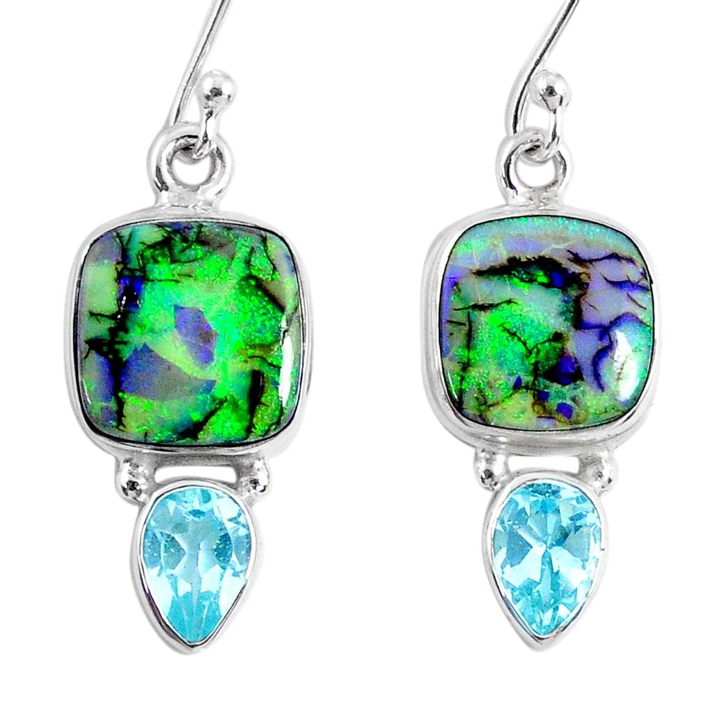 8.44cts multi color opal topaz 925 sterling silver dangle earrings r62894