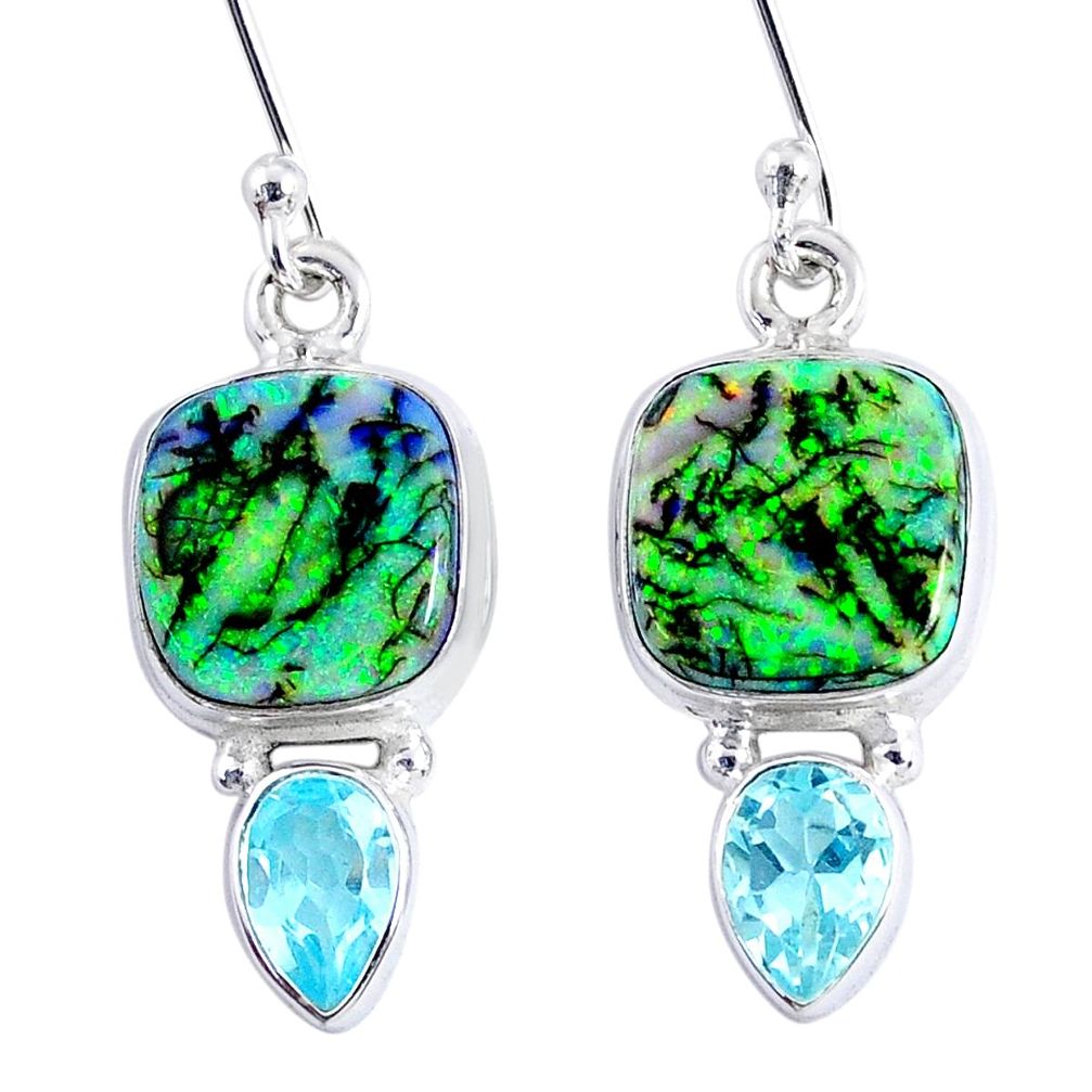 8.80cts multi color opal topaz 925 sterling silver dangle earrings r62896