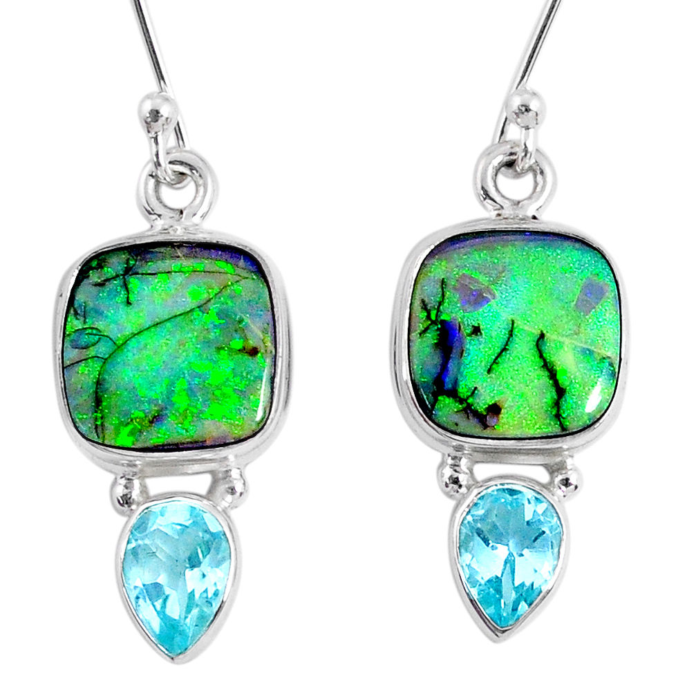 8.44cts multi color opal topaz 925 sterling silver dangle earrings r62900