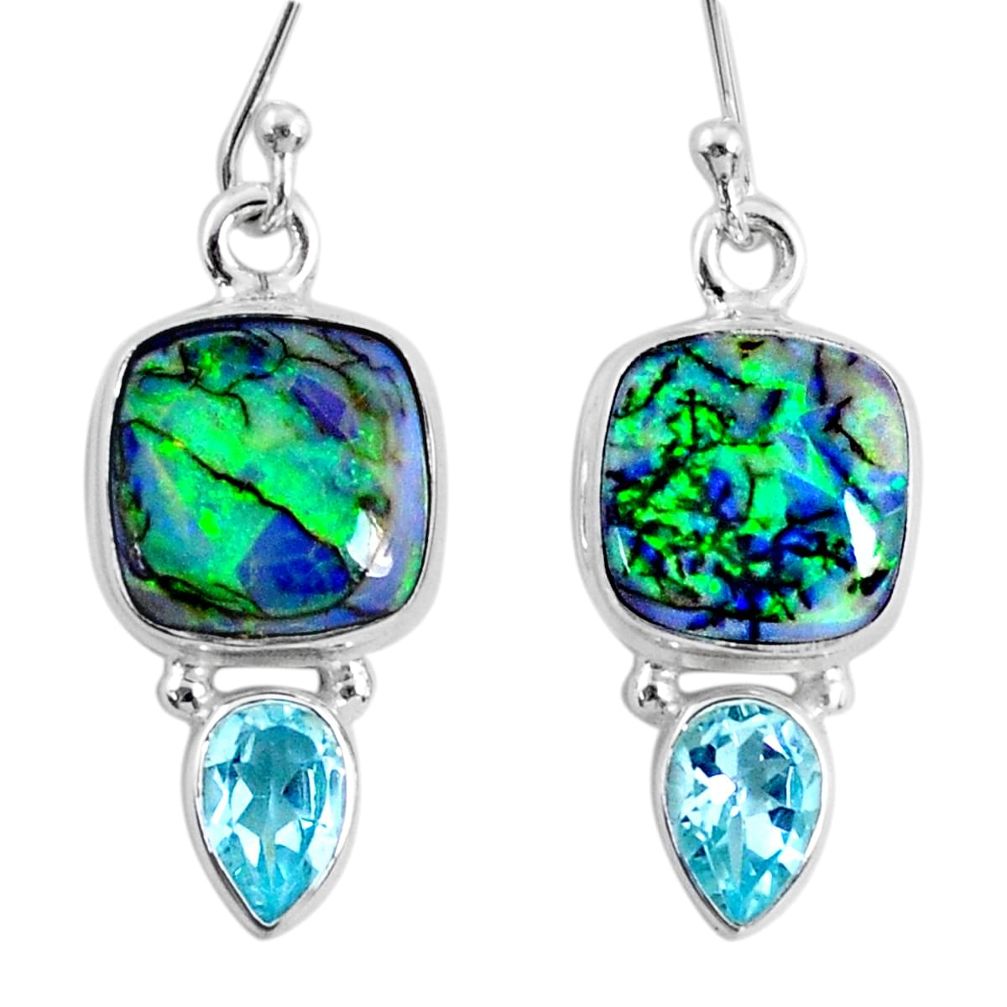 8.42cts multi color opal topaz 925 sterling silver dangle earrings r62902