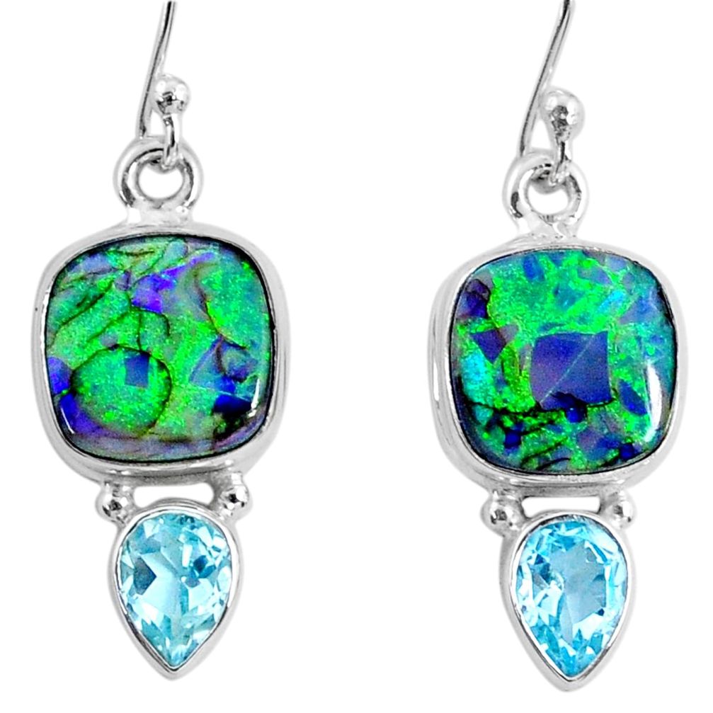 8.30cts multi color opal topaz 925 sterling silver dangle earrings r62907