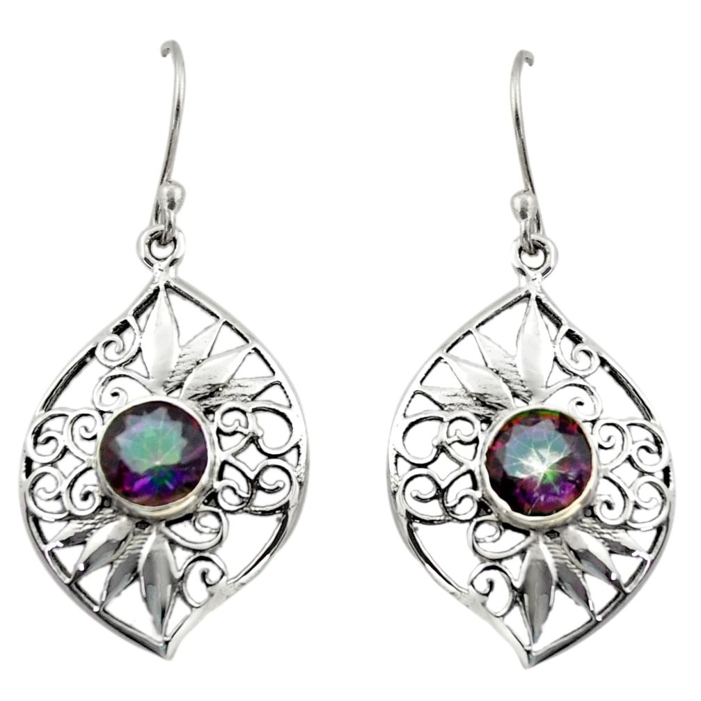4.02cts multi color rainbow topaz 925 sterling silver dangle earrings d46868