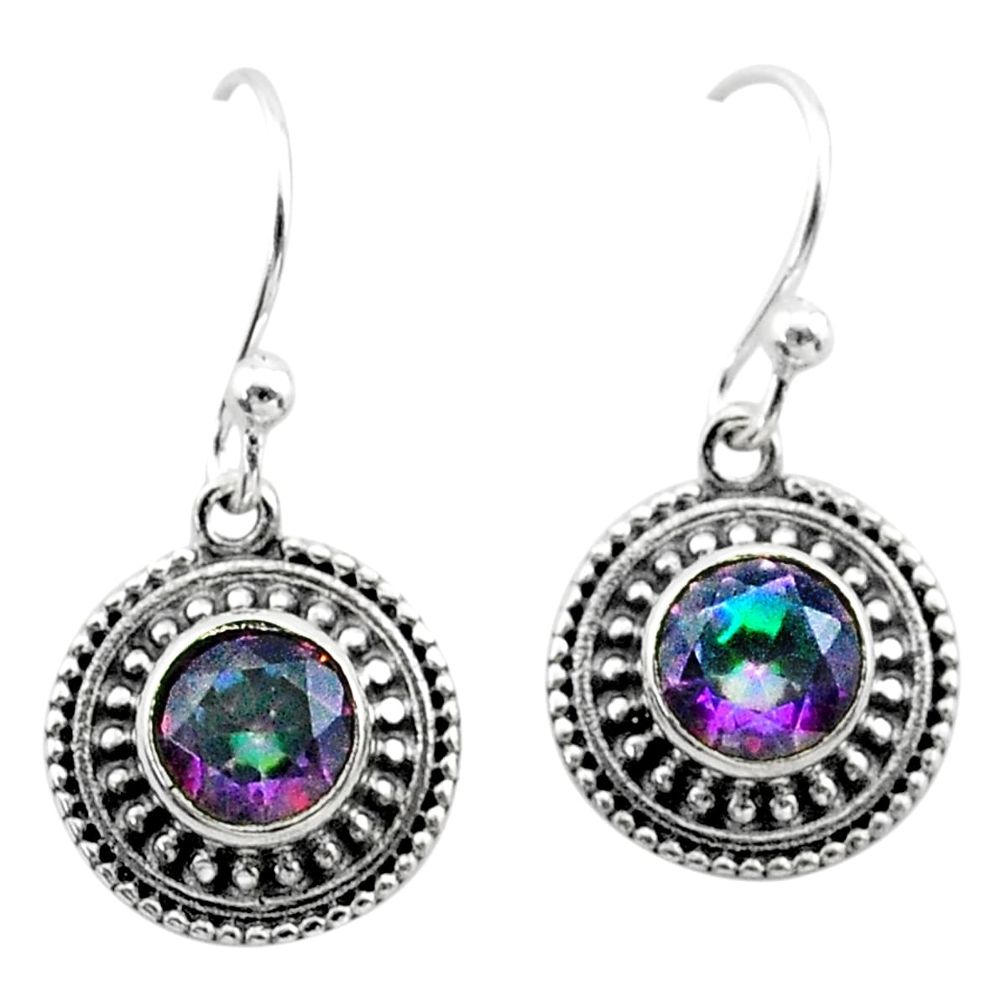 2.89cts multi color rainbow topaz 925 sterling silver dangle earrings t30095