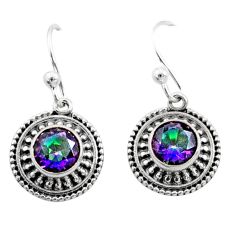 2.42cts multi color rainbow topaz 925 sterling silver dangle earrings t76341