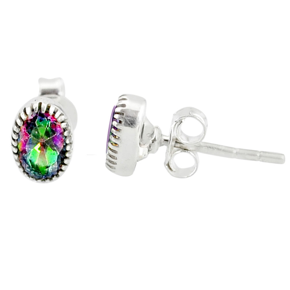 2.36cts multi color rainbow topaz 925 sterling silver stud earrings r87559