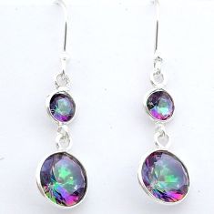 5.85cts multi color rainbow topaz faceted 925 sterling silver earrings u61020
