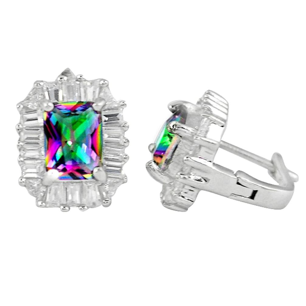 Multi color rainbow topaz topaz 925 sterling silver stud earrings jewelry c10559