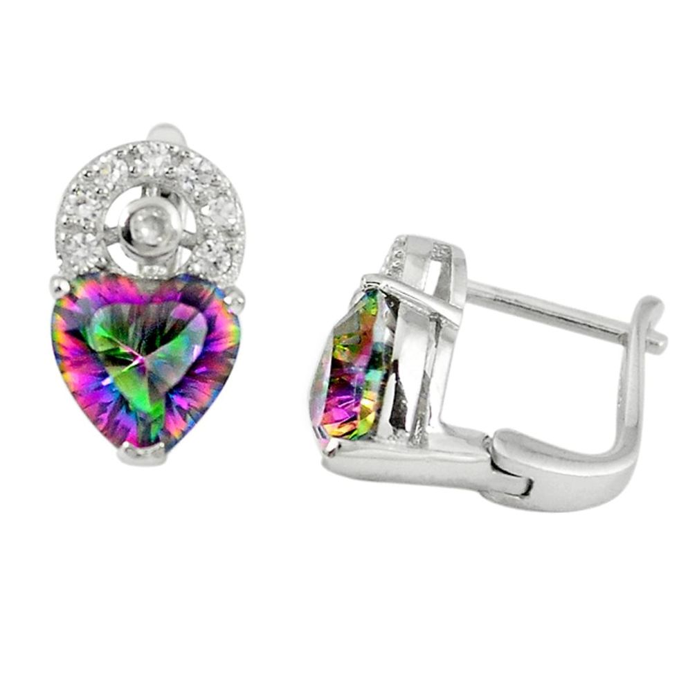 Multi color rainbow topaz topaz 925 silver stud heart earrings a67210 c24560