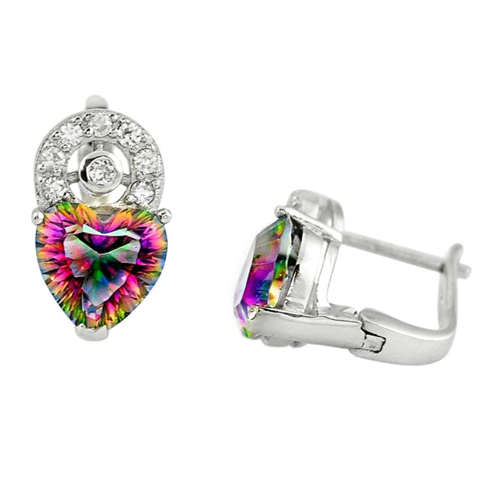 Multi color rainbow topaz topaz 925 silver stud heart earrings a67228 c24400