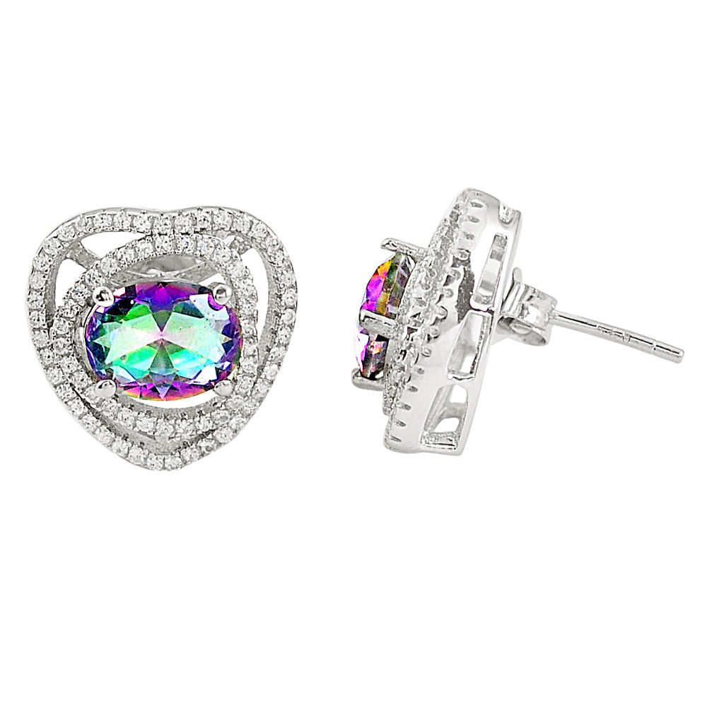 Multi color rainbow topaz topaz 925 sterling silver earrings a77353 c24584