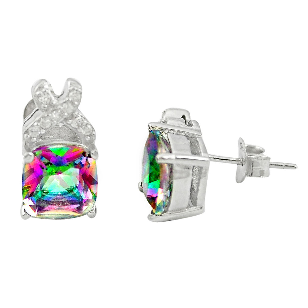 Multi color rainbow topaz topaz 925 sterling silver earrings a85871 c24566