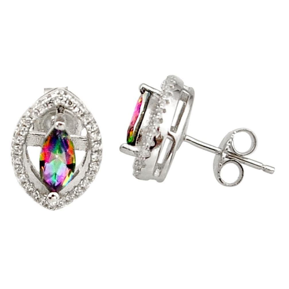 5.57cts multi color rainbow topaz topaz 925 sterling silver earrings c26319