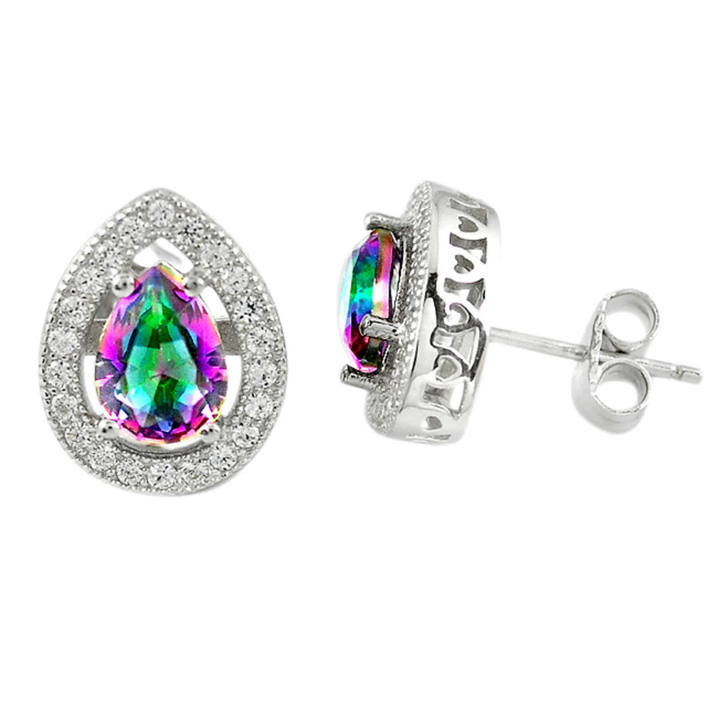 Multi color rainbow topaz topaz 925 sterling silver stud earrings a67248 c24549