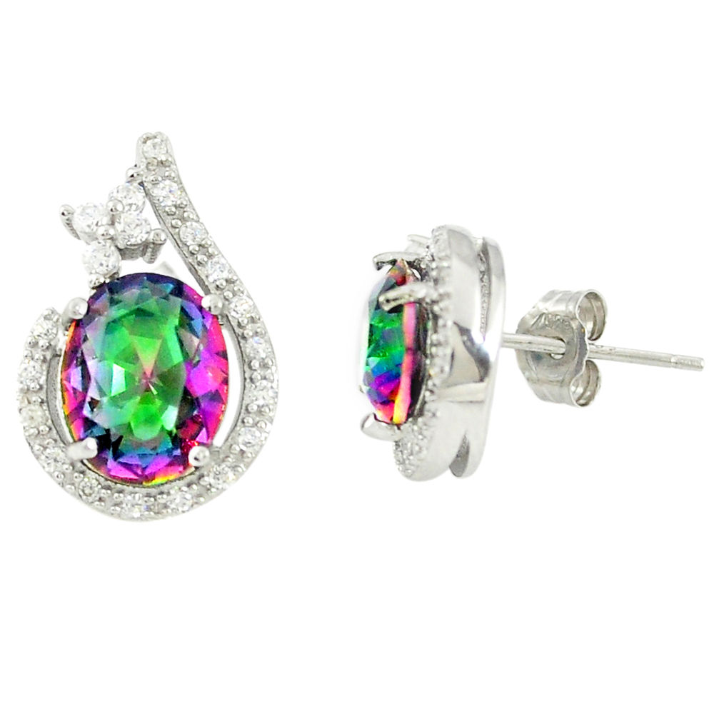 Multi color rainbow topaz topaz 925 sterling silver stud earrings a77088 c24593