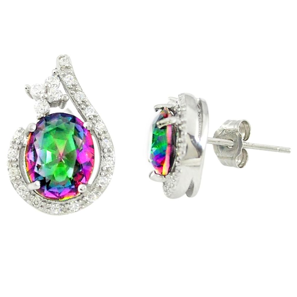 Multi color rainbow topaz topaz 925 sterling silver stud earrings a77089 c24587