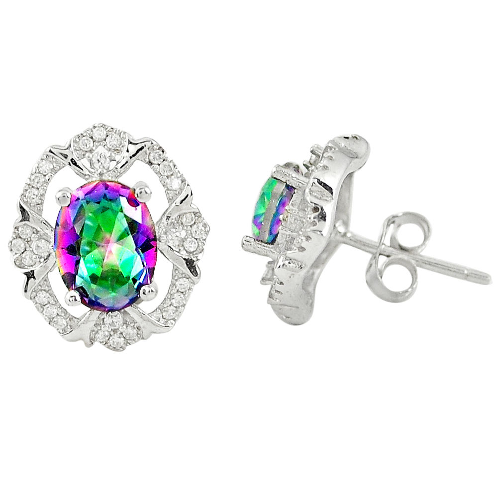 Multi color rainbow topaz topaz 925 sterling silver stud earrings a77094 c24592