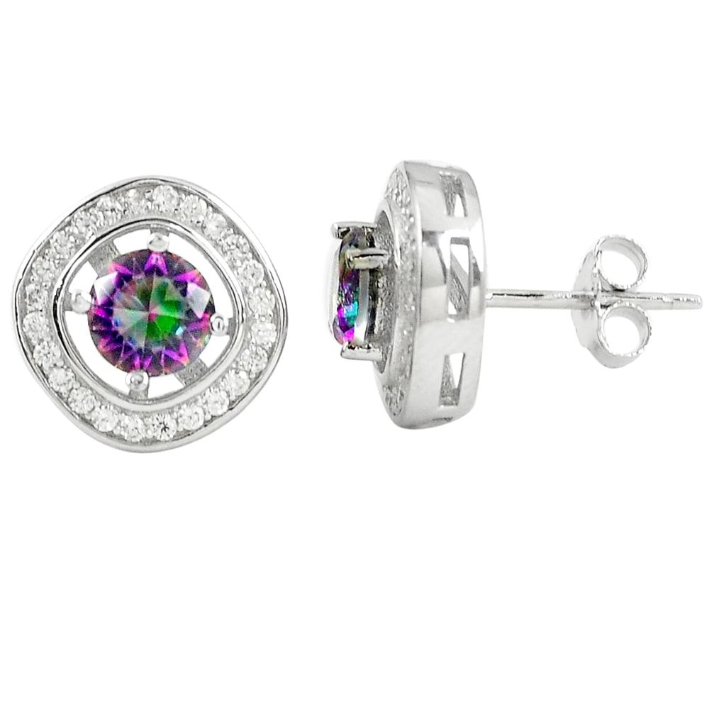 Multi color rainbow topaz topaz 925 sterling silver stud earrings a77142 c24550