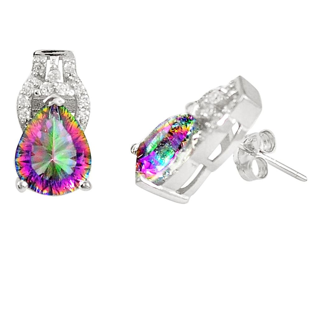 Multi color rainbow topaz topaz 925 sterling silver stud earrings a77327 c24565