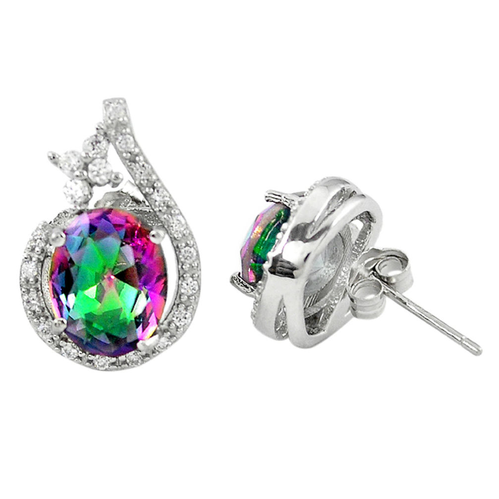 LAB Multi color rainbow topaz topaz 925 sterling silver stud earrings c10544