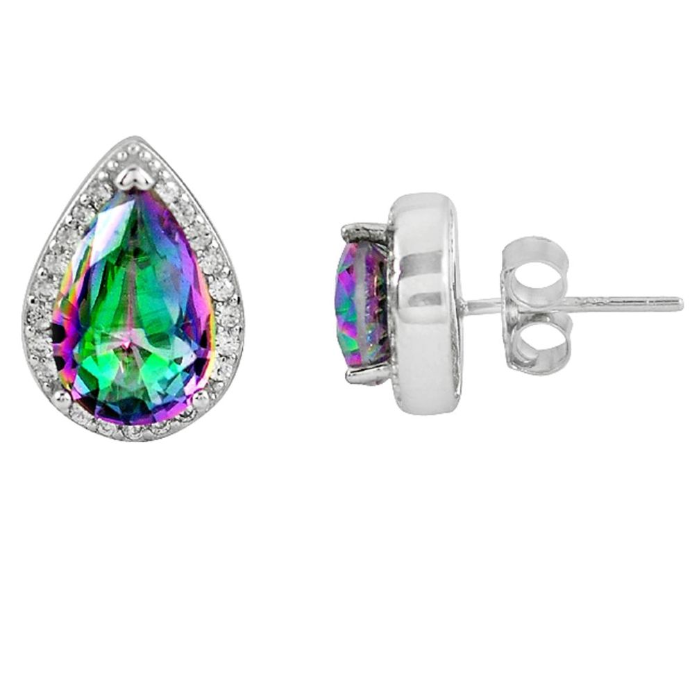 Multi color rainbow topaz topaz 925 sterling silver stud earrings c10547