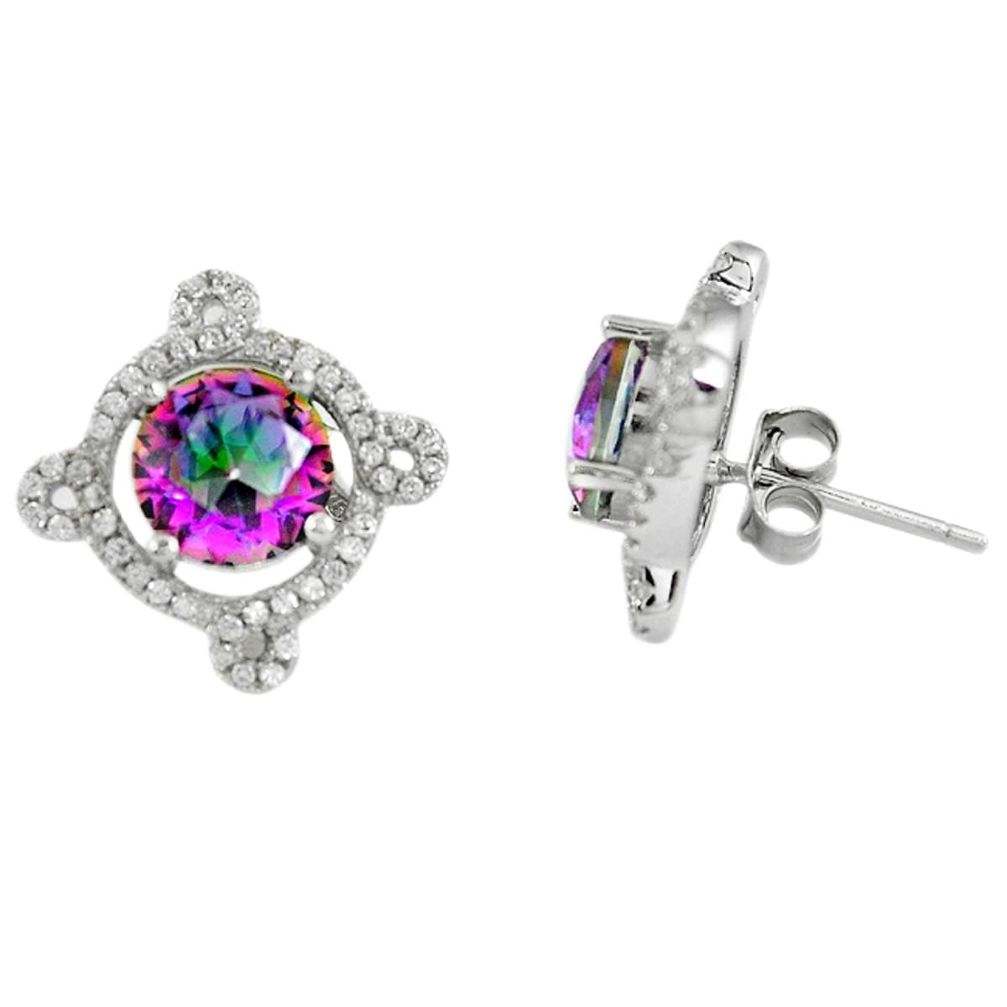 Multi color rainbow topaz topaz 925 sterling silver stud earrings c10551