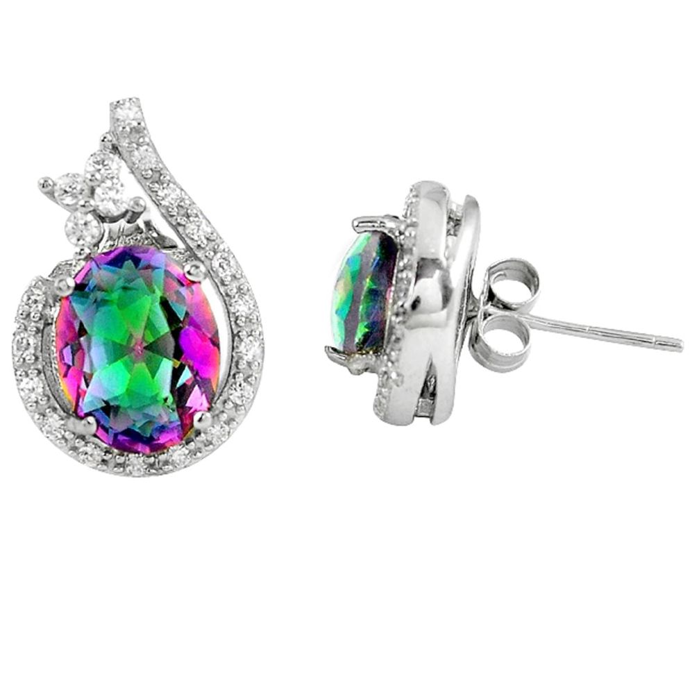 Multi color rainbow topaz topaz 925 sterling silver stud earrings c10555