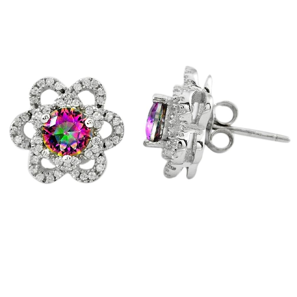 Multi color rainbow topaz topaz 925 sterling silver stud earrings c23015